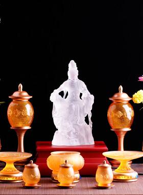 琉璃八吉祥佛具套装花瓶供盘香炉净水杯供杯家用家居供奉供具中式