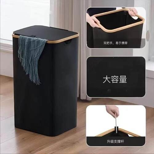 日竹制脏脏衣篮卧PTJ室配内带盖收纳盒袋衣服收纳筐浴室大式号脏