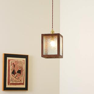 复古吊灯中古风卧室床头进口天然石头小吊灯casa照明 胡桃木色法式