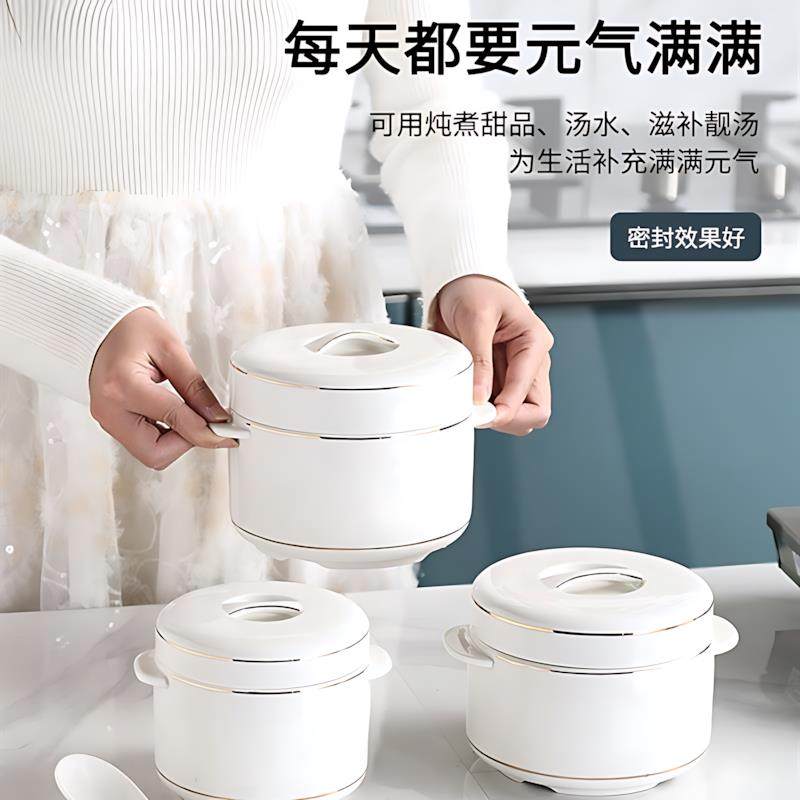 炖盅家用小型矮胖陶瓷带盖隔水炖隔水双盖双耳炖燕窝盅炖罐小汤盅