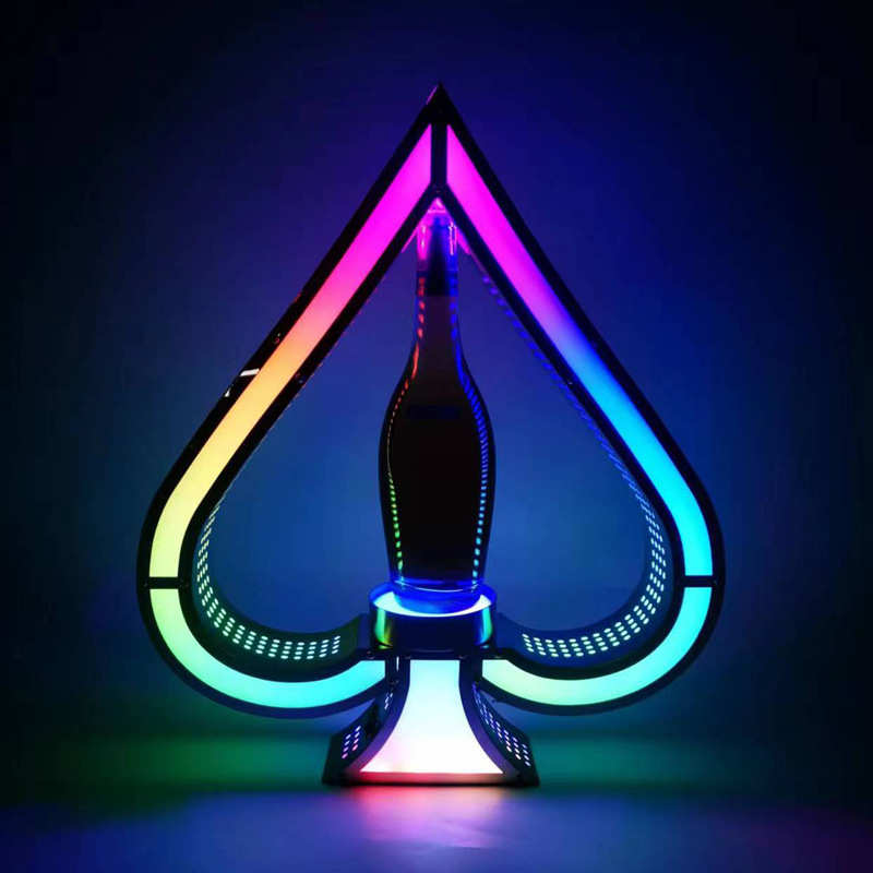 LED发光深渊黑桃A酒座幻彩亚克力香槟王酒座酒吧洋酒酒架KTV酒具