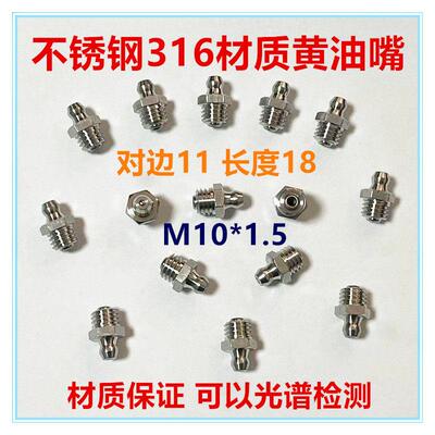 GB1152不锈钢316材质压注式油嘴 JB/T7940.1不锈钢油咀 M10*1.5