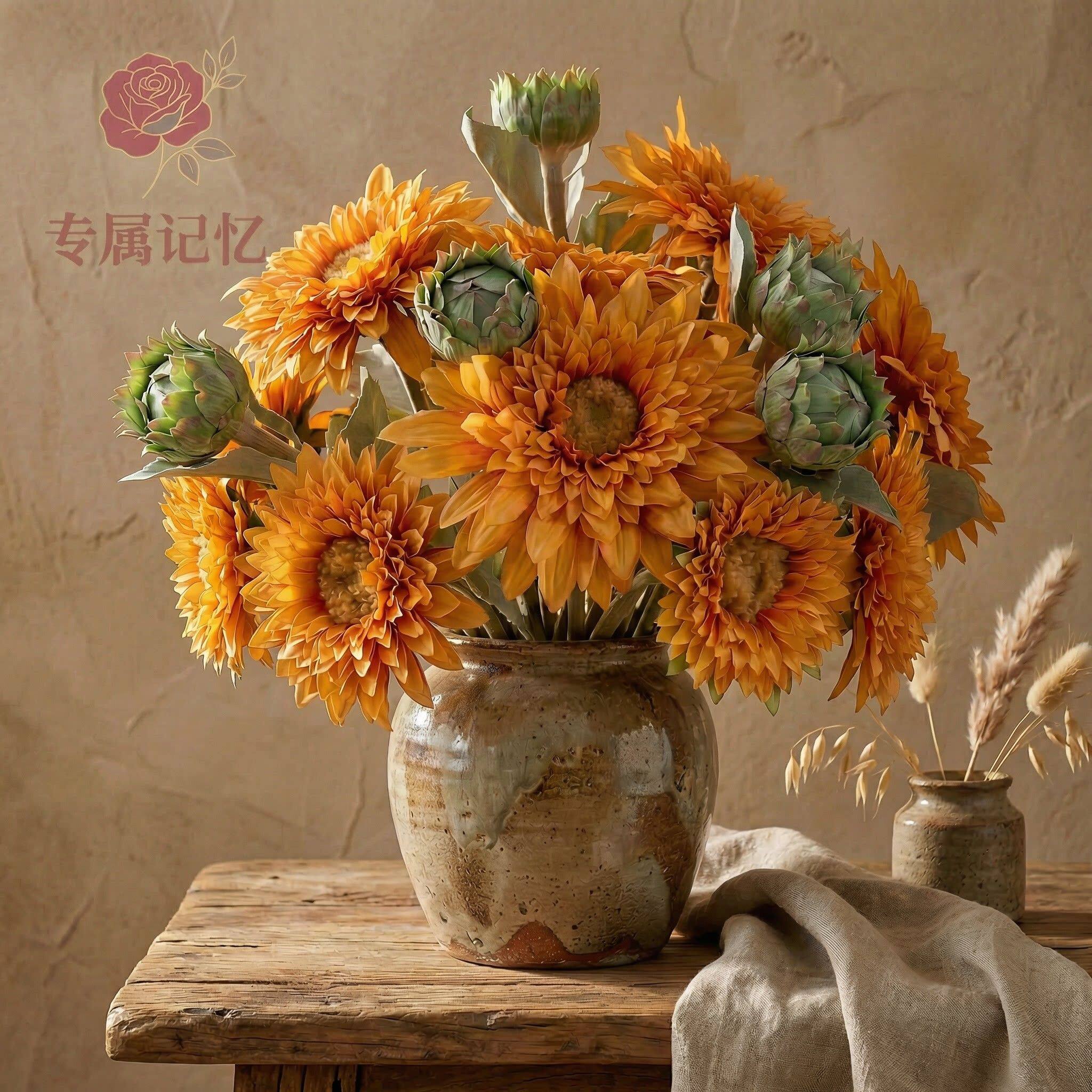 专属记忆向日葵仿真花束客厅餐桌假花高档摆件装饰绢花装饰仿真花