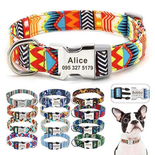 狗Dog Collar Name ID Pet Tags Puppy Cat Nameplate ID Collars