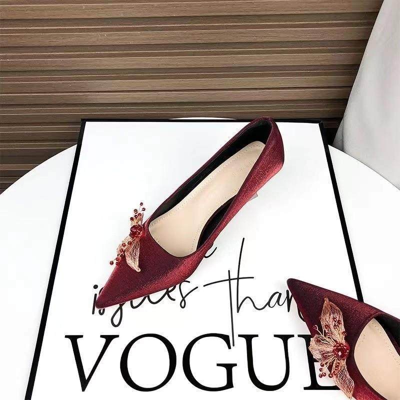 红色结婚高跟鞋女不累脚2026年新款中式敬酒新娘婚鞋禾秀婚纱蕊妮,女鞋,浅口单鞋,淘宝优惠券,粉丝福利购,淘宝优惠卷