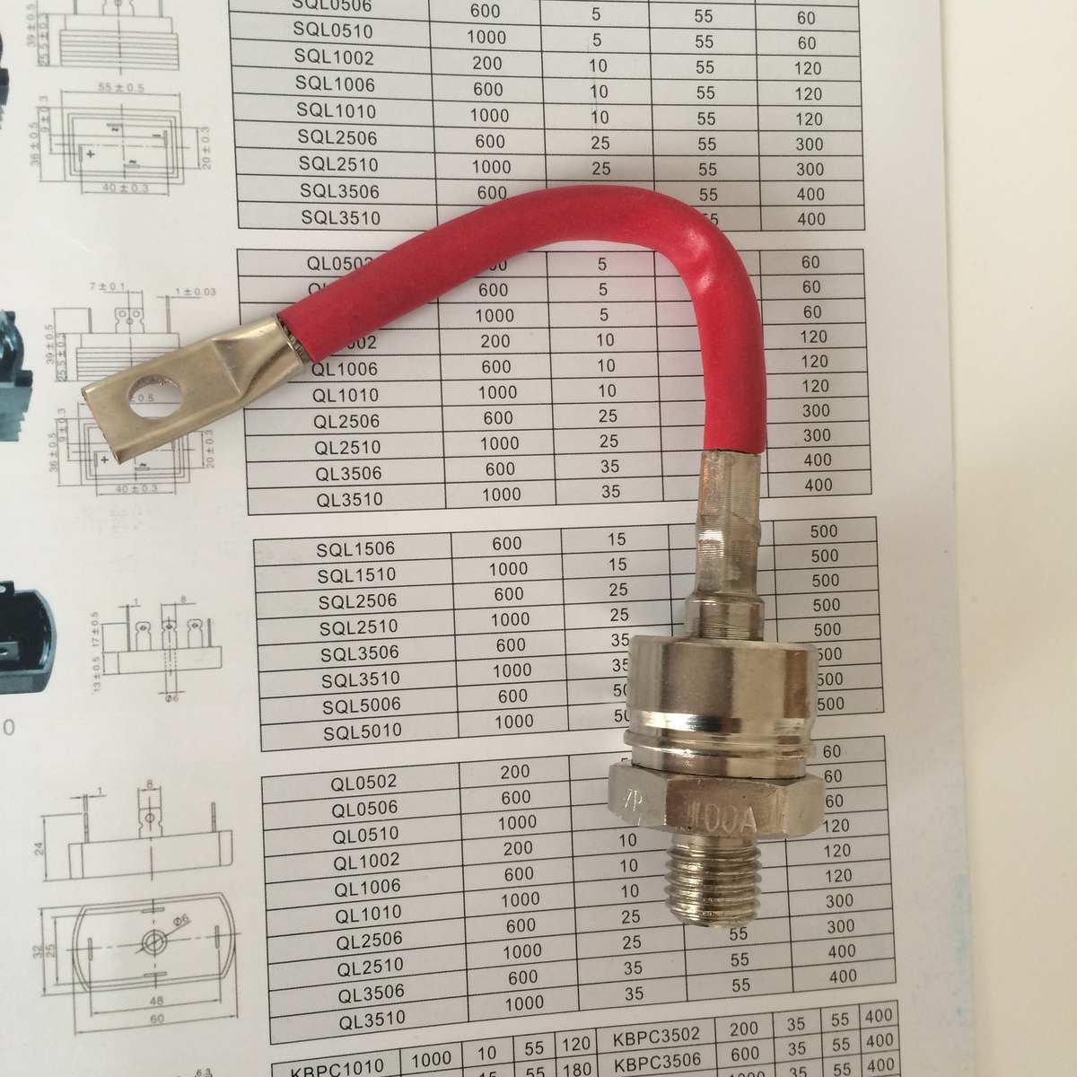 上海硅整流二极管ZP100A200A300A1000V螺旋形硅整流元件可控硅