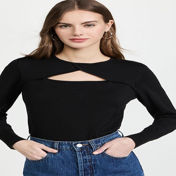 Sweater Bare-Chest Sleeve Long Shirt Bottoming Knitted Open