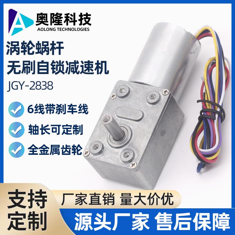 奥隆JGY-2838/微型直流无刷涡轮蜗杆减速电机马达12v24v自锁齿轮