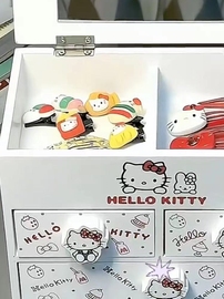 hellokitty收纳盒带镜可爱童趣女孩化妆盒生日礼物首饰桌面储物盒