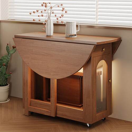 实木折叠圆桌小户型餐桌家用饭桌可移动吃饭桌子多功能圆形折叠桌