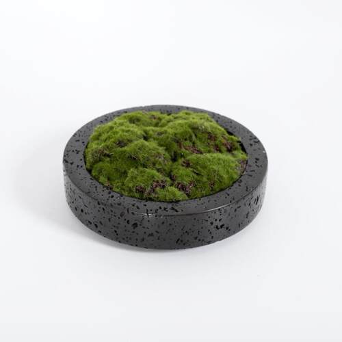新中式现代仿洞石黑色树脂花盆仿真绿植装饰客厅桌面艺术装饰摆件