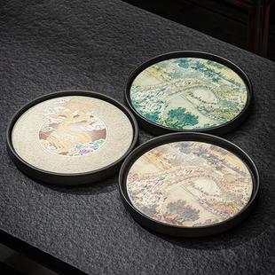 速干吸水茶盘干泡茶台陶瓷壶承家用小型圆形功夫茶具茶海托盘