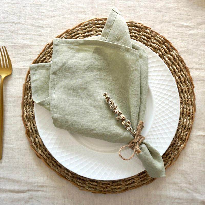4 Pack French Linen Table Napkins Dinner法国雨露亚麻餐巾
