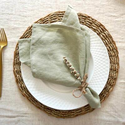 4 Pack French Linen Table Napkins Dinner法国雨露亚麻餐巾