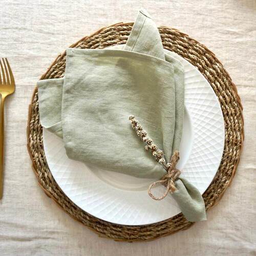 4 Pack French Linen Table Napkins Dinner法国雨露亚麻餐巾