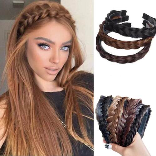 Women Hair Band Fishbone Braid Lazy Wig Twist Braid Headband