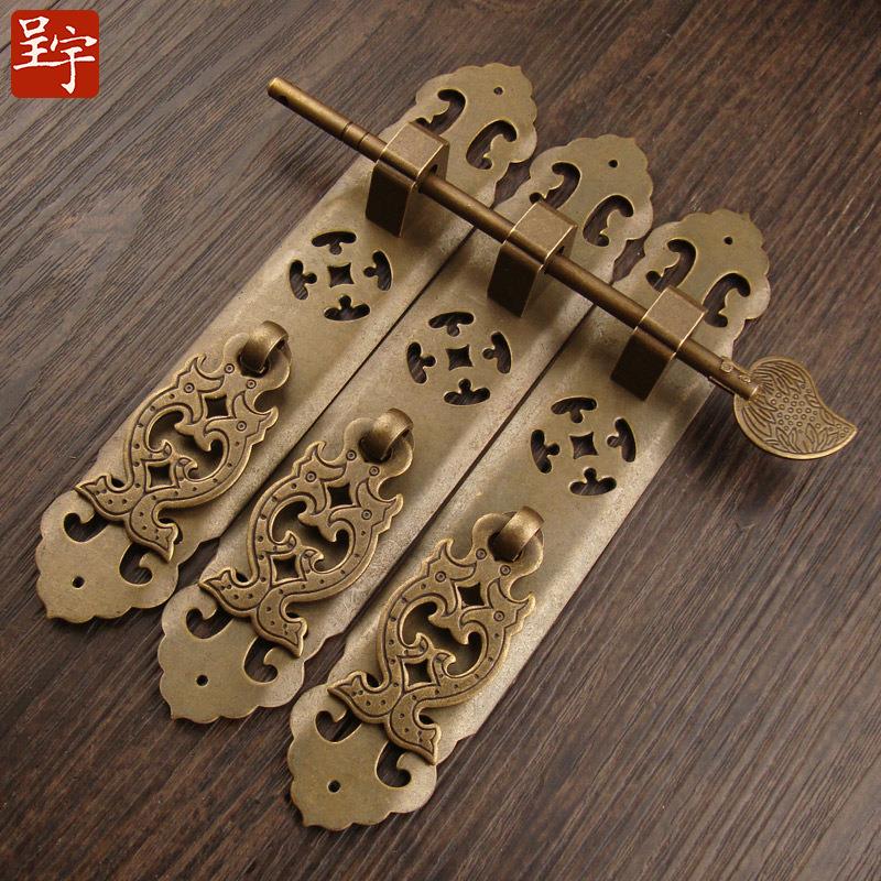 新中式仿古纯铜拉手古铜橱柜门把手复古装饰家居五金配件拉手