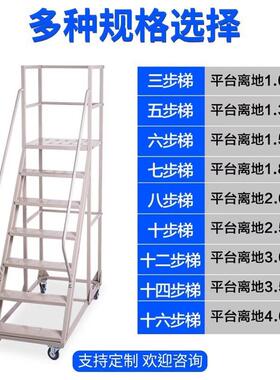 登高FOP梯台源仓头工厂储移动登高梯滑检修移动登高平梯轮梯子取