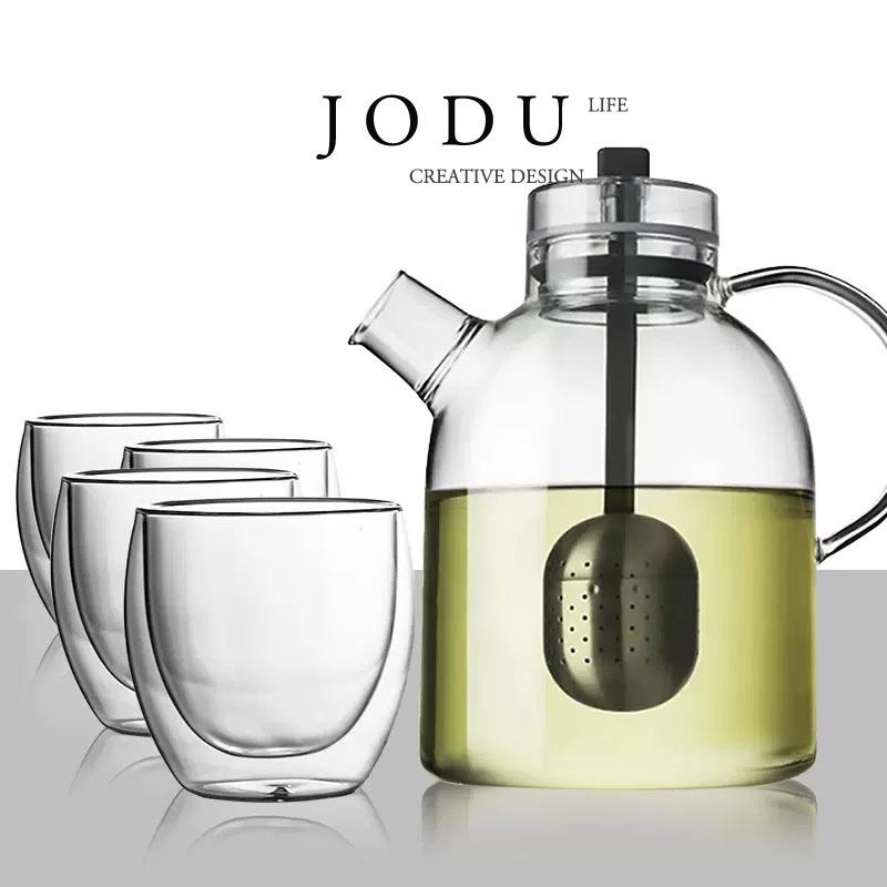 JODU高级感耐热玻璃轻奢泡茶壶丹麦极简冷水壶家用凉水壶水杯套装