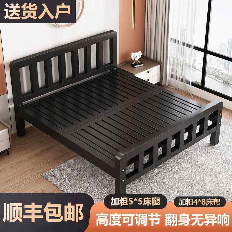 铁艺床双人床家用1.5m单人铁架床不锈钢加固加粗加厚1米2出租房用