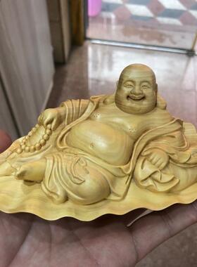 正品菩提木雕快幸袋运弥勒佛像人物乐像佛装饰品家居客厅汽车装饰
