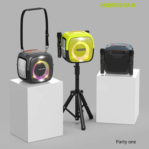 HOPESTAR PartyOne户外便携式蓝牙音箱双麦克风80W重低音带支架