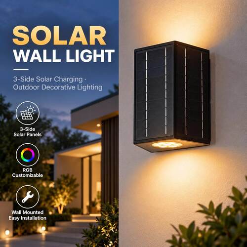 Three-Sided Illumination Dual-Head Aluminum Solar Wall Light