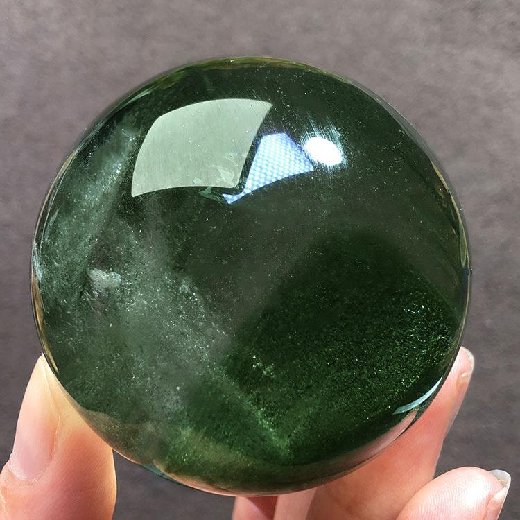 天然异像水晶绿幽灵球鬼佬财神聚宝盆彩虹千层山金字塔彩幽灵摆件