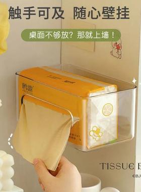 Wall-mounted tissue box for facial tissues, hand towels stor