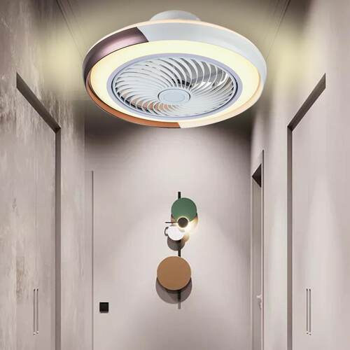 金属感四色可选风扇灯卧室餐厅隐形风扇灯家用一体吸顶风扇吊扇灯