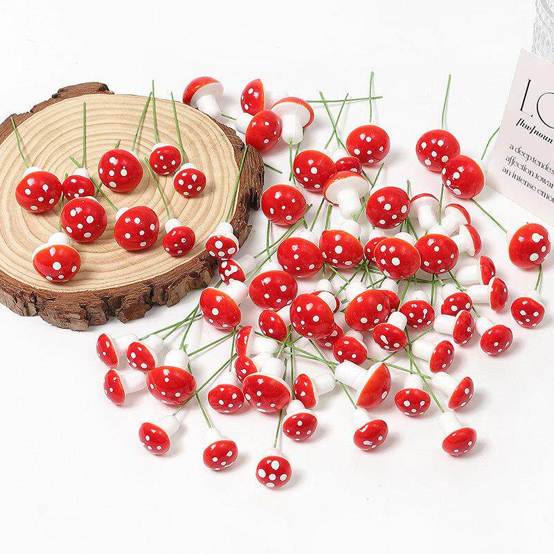 彷真蘑菇摆件 盆景微观植物造景 耶诞花环装饰 生日蛋糕烘焙摆放