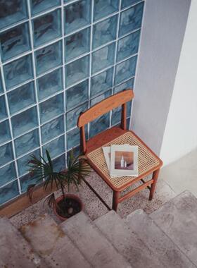 木约 ORO餐椅 藤编实木餐桌椅子樱桃木家用书桌椅凳子靠背学习椅