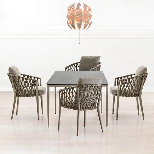 户桌椅酒店别墅阳台柚木意休闲具藤创椅庭院餐桌外绳编YZ-103家茶