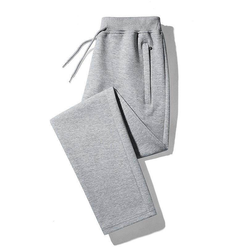 Home Daily~纯棉直筒卫裤男休闲裤浅灰色运动裤宽松加绒全棉长裤