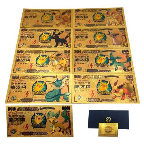 Anime Pokemon Cards Pikachu Pokeball gold banknote pvc Bankn