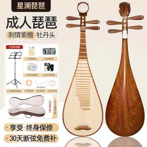 高档高端手学工刺猬檀琵琶乐器成人初级检定考试专业紫演奏琴