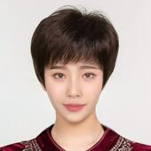 烫发 全手工编织中老年母亲假发 卷发 短直发 轻自然全 真发