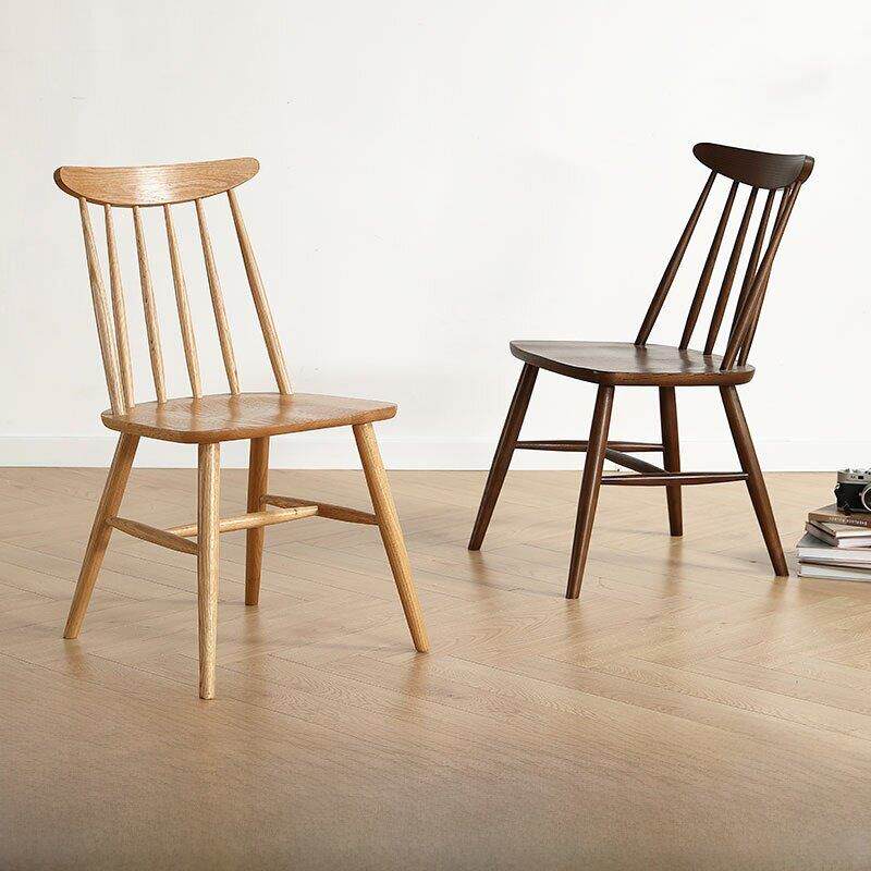 全实木餐椅橡木椅家庭现代简单靠背椅黑胡桃樱桃木温莎椅