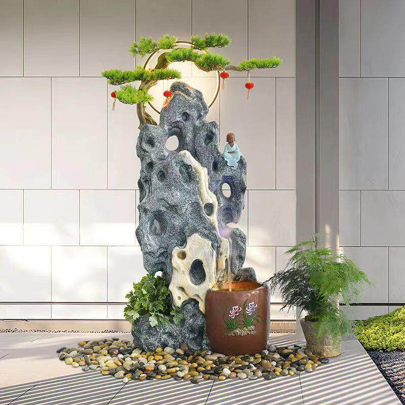 假山流水招财太湖石喷泉花园庭院鱼池落地玄关公司门厅造景摆件