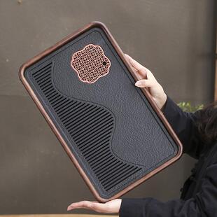 高档檀木仿乌金石茶盘家用办公实木储水式 花梨木长方干泡型茶台