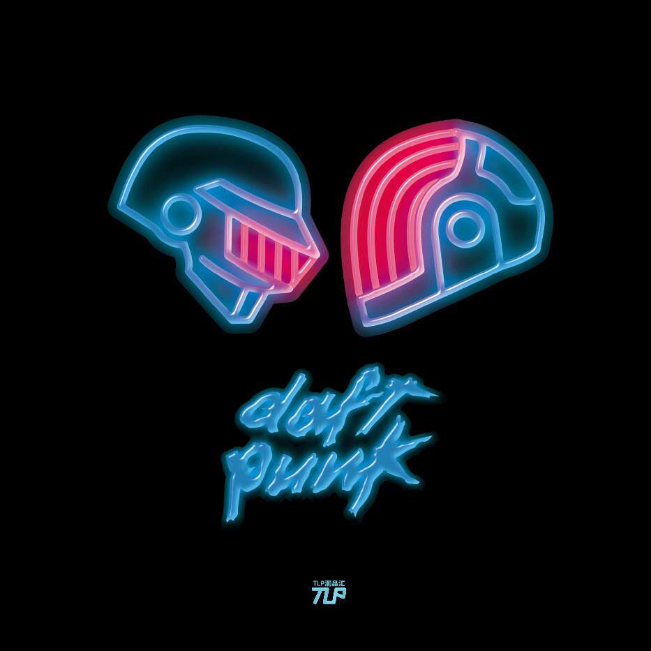 TLP反光车贴 蠢朋克乐队Daft Punk电子音乐头像标志霓虹效果贴纸
