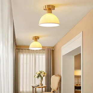 新款 阳台入户灯衣帽间玻璃南瓜吸顶灯 北欧过道走廊玄关门厅灯日式