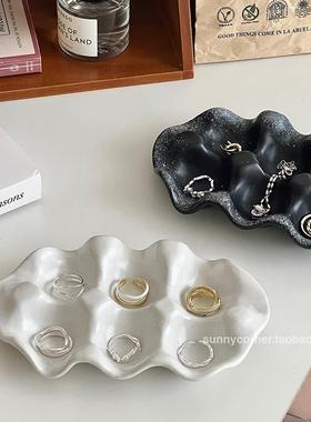 北欧陶瓷收纳托盘摆件桌面玄关钥匙置物收纳盘首饰戒指饰品展示盘