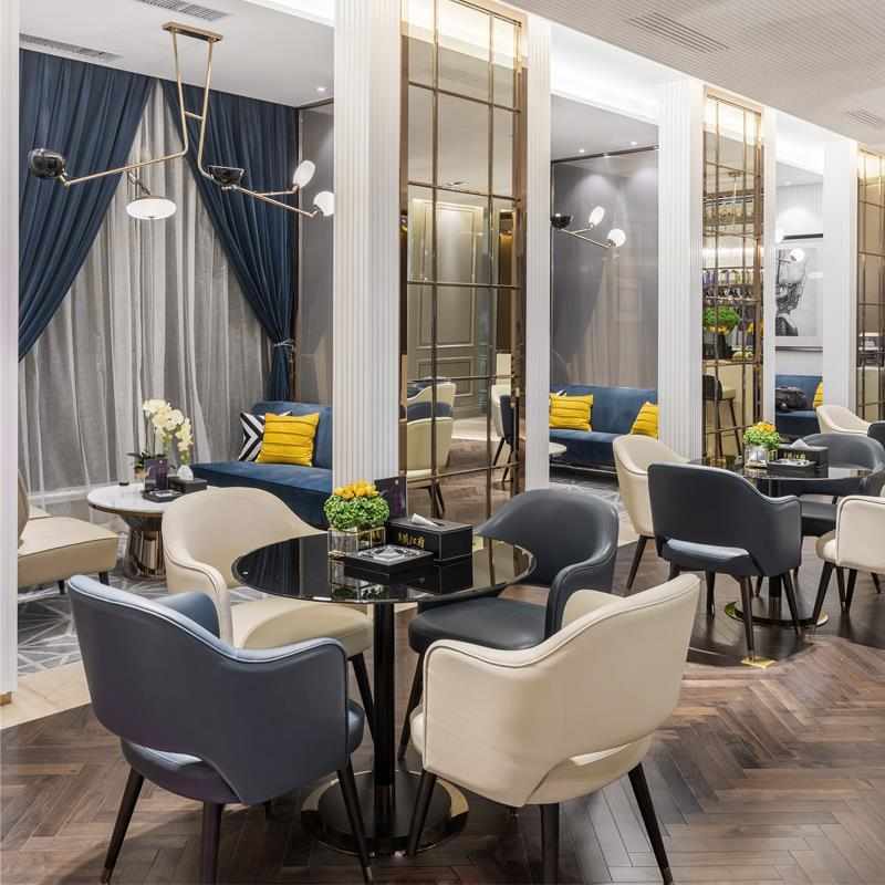 餐厅洽谈简约美容院售楼处桌椅接待轻酒店椅子餐椅前台组合奢影楼