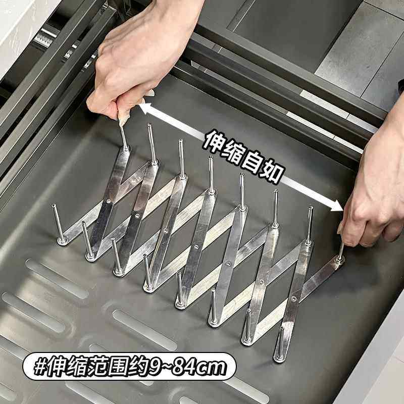 抽屉内内置可伸缩盘子收纳层架整体橱柜内不锈钢小锅锅盖置物架盘,厨房/烹饪用具,碗架,淘宝优惠券,粉丝福利购,淘宝优惠卷