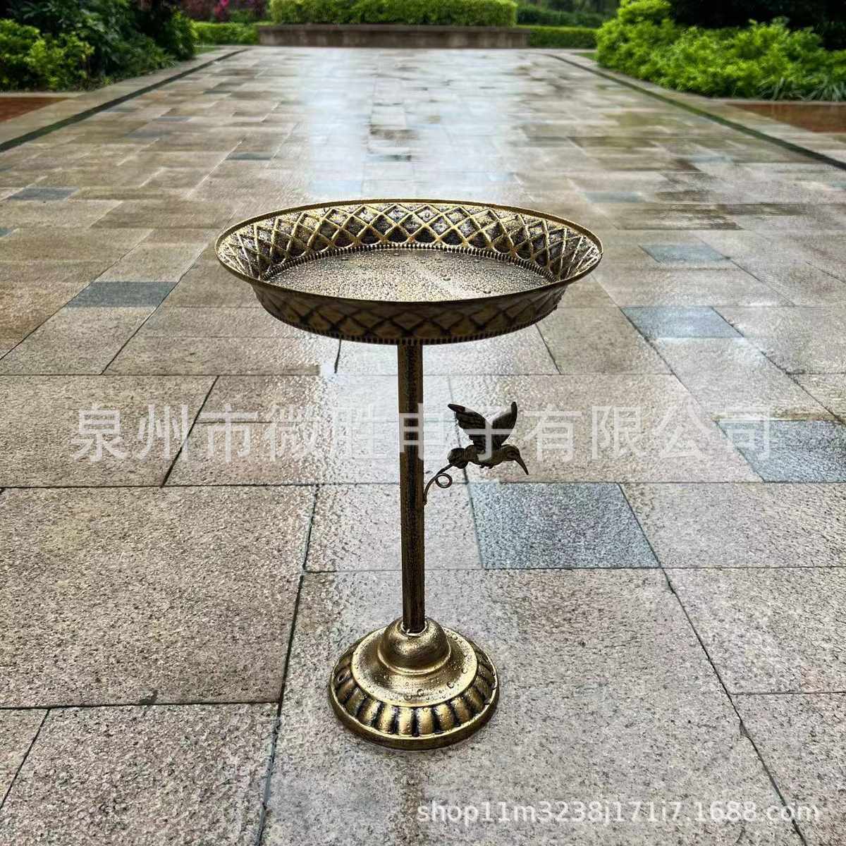 复古铁艺喂鸟器铁艺鸟浴盆地插户外草坪庭院装饰
