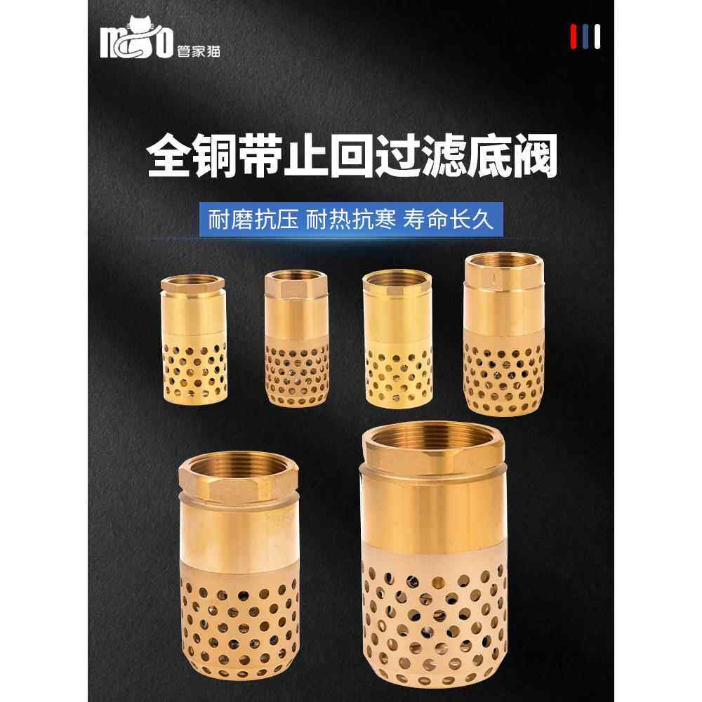 全铜泵底阀带过滤器的水泵DIY侍者单向止回阀6点吸水机止回阀
