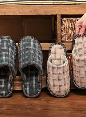 男品牌拖鞋2025新款布艺保暖棉秋冬季情侣居家室内月子防滑0906b