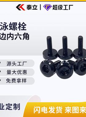 304不锈钢黑色电泳螺栓 倒边内六角非标电子黑色电泳螺栓现货