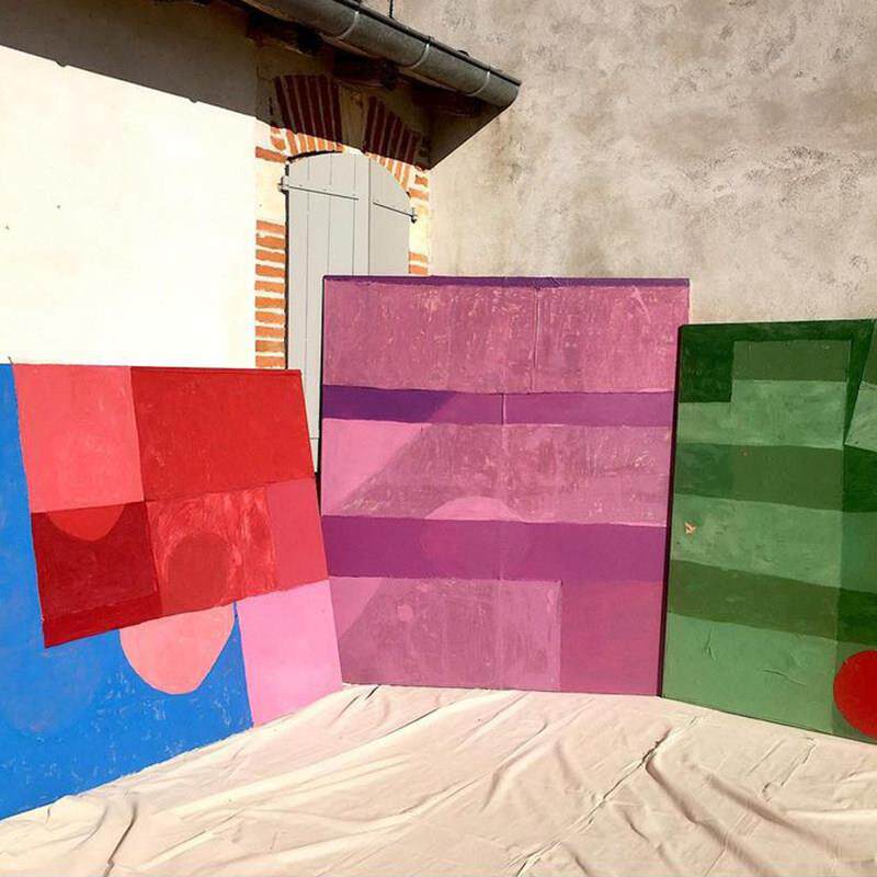 撞色条纹客厅装饰画现代抽象色块挂画艺术沙发背景墙画大尺寸壁画